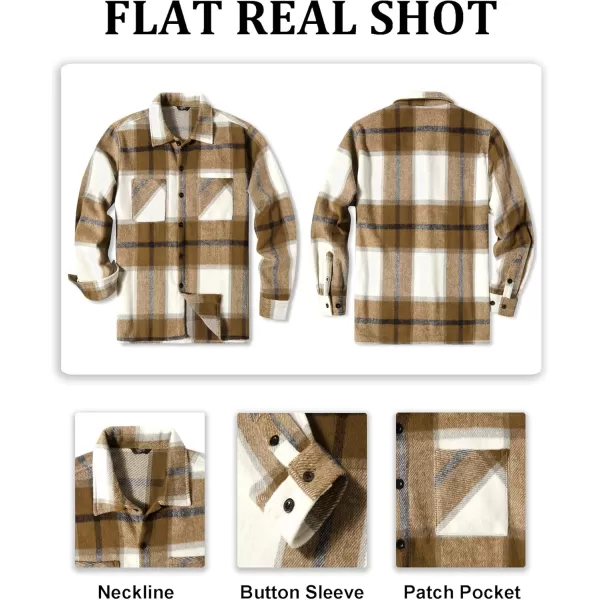 COOFANDY Men's Flannel Shirts Casual Button Down Plaid Shirt Jacket Long Sleeve Fleece Shacket with Pockets