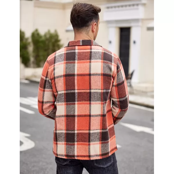 COOFANDY Men's Flannel Shirts Casual Button Down Plaid Shirt Jacket Long Sleeve Fleece Shacket with Pockets