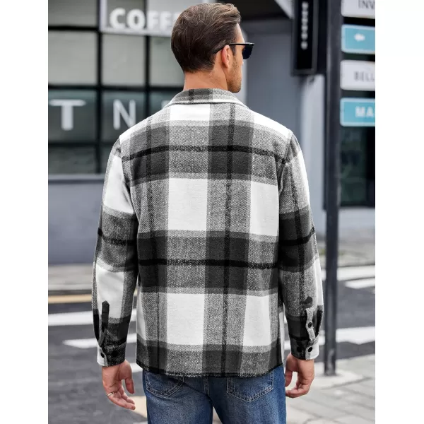 COOFANDY Men's Flannel Shirts Casual Button Down Plaid Shirt Jacket Long Sleeve Fleece Shacket with Pockets