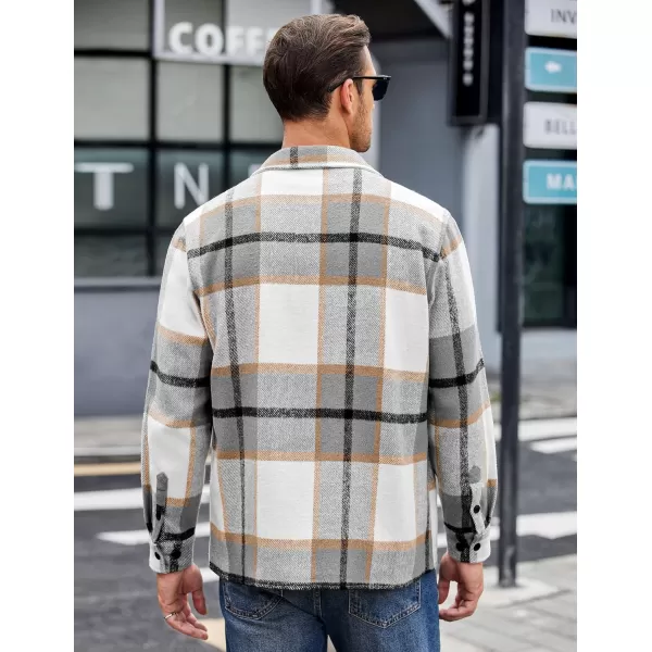 COOFANDY Men's Flannel Shirts Casual Button Down Plaid Shirt Jacket Long Sleeve Fleece Shacket with Pockets