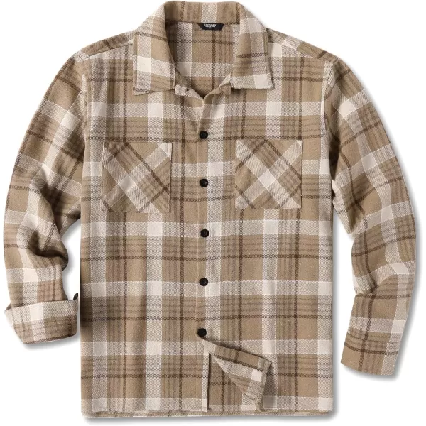 COOFANDY Men's Flannel Shirts Casual Button Down Plaid Shirt Jacket Long Sleeve Fleece Shacket with Pockets
