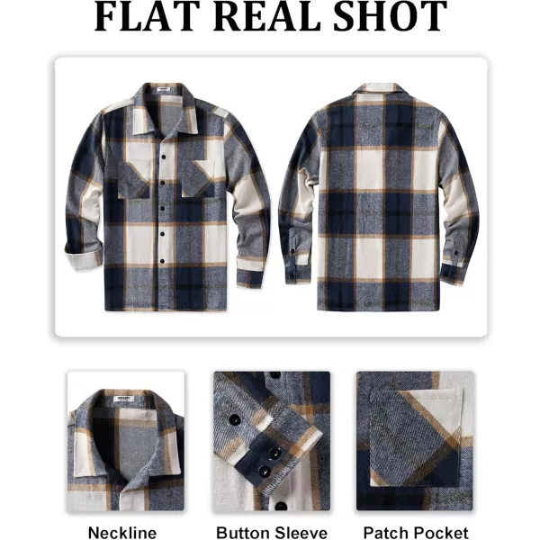 COOFANDY Men's Flannel Shirts Casual Button Down Plaid Shirt Jacket Long Sleeve Fleece Shacket with Pockets