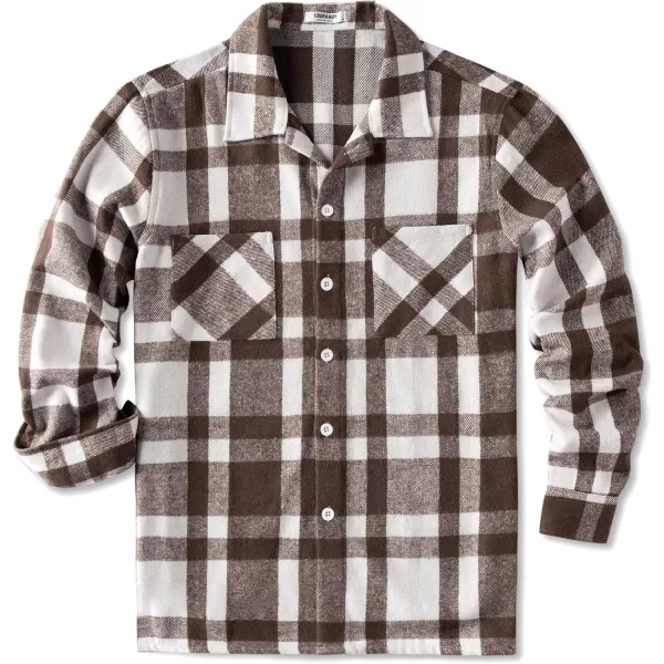 COOFANDY Men's Flannel Shirts Casual Button Down Plaid Shirt Jacket Long Sleeve Fleece Shacket with Pockets
