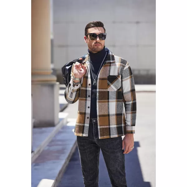 COOFANDY Men's Flannel Shirts Casual Button Down Plaid Shirt Jacket Long Sleeve Fleece Shacket with Pockets