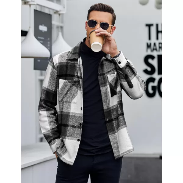 COOFANDY Men's Flannel Shirts Casual Button Down Plaid Shirt Jacket Long Sleeve Fleece Shacket with Pockets