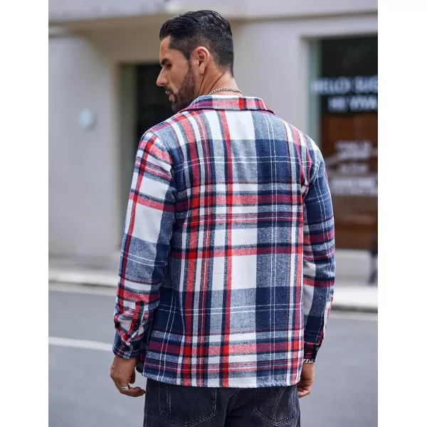 COOFANDY Men's Flannel Shirts Casual Button Down Plaid Shirt Jacket Long Sleeve Fleece Shacket with Pockets