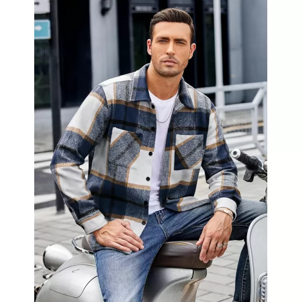 COOFANDY Men's Flannel Shirts Casual Button Down Plaid Shirt Jacket Long Sleeve Fleece Shacket with Pockets