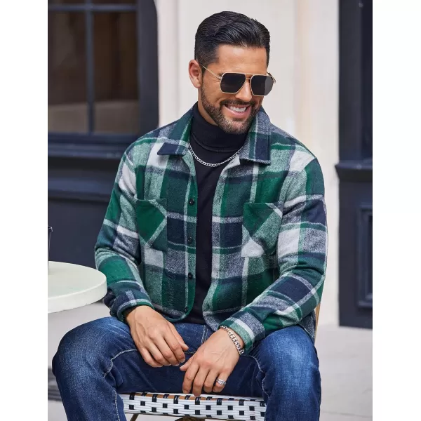COOFANDY Men's Flannel Shirts Casual Button Down Plaid Shirt Jacket Long Sleeve Fleece Shacket with Pockets