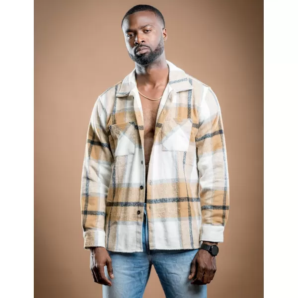 COOFANDY Men's Flannel Shirts Casual Button Down Plaid Shirt Jacket Long Sleeve Fleece Shacket with Pockets