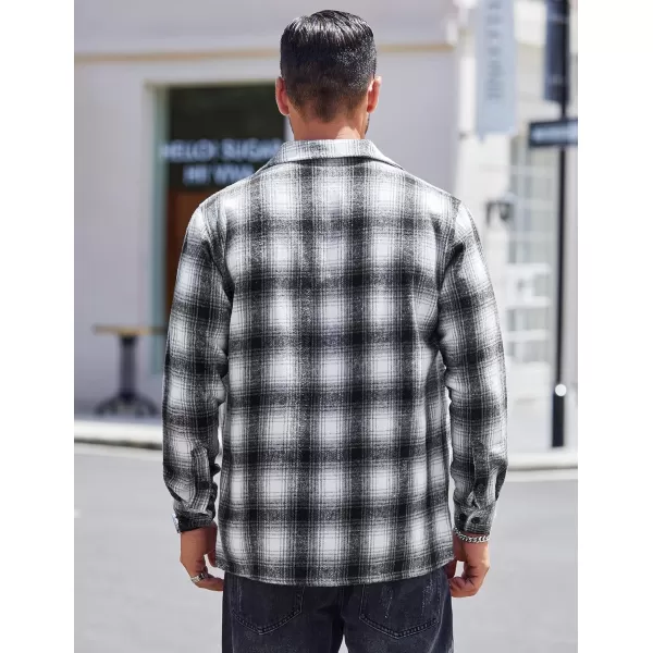 COOFANDY Men's Flannel Shirts Casual Button Down Plaid Shirt Jacket Long Sleeve Fleece Shacket with Pockets
