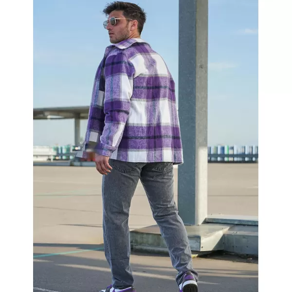COOFANDY Men's Flannel Shirts Casual Button Down Plaid Shirt Jacket Long Sleeve Fleece Shacket with Pockets