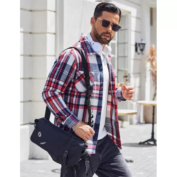 COOFANDY Men's Flannel Shirts Casual Button Down Plaid Shirt Jacket Long Sleeve Fleece Shacket with Pockets