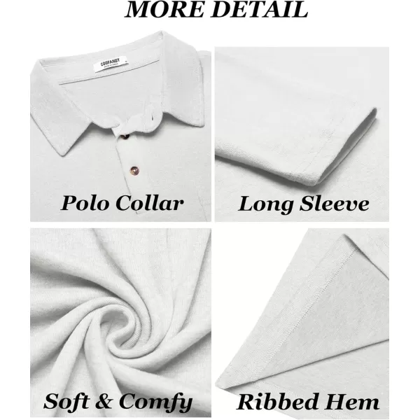 COOFANDY Men's Long Sleeve Polo Shirt Casual Dress Button Polo T Shirt with Pocket Basic Lightweight Collared Golf Shirt