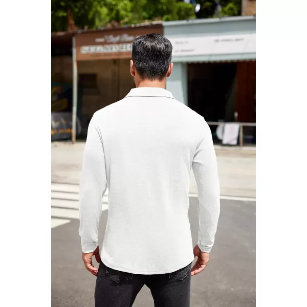 COOFANDY Men's Long Sleeve Polo Shirt Casual Dress Button Polo T Shirt with Pocket Basic Lightweight Collared Golf Shirt