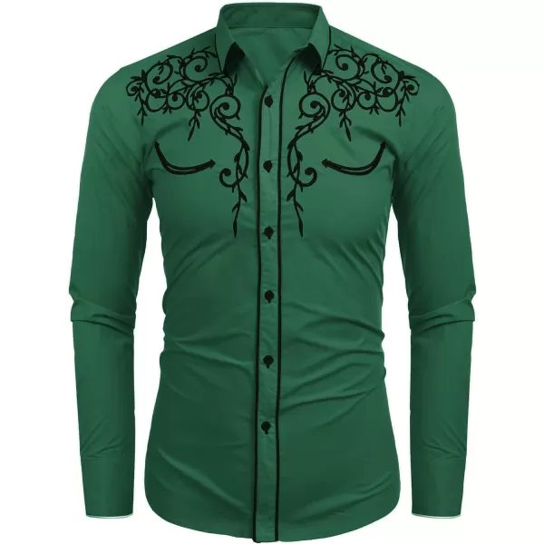 COOFANDY Men's Western Cowboy Shirts Long Sleeve Embroidered Shirt Slim Fit Casual Button Down Shirts