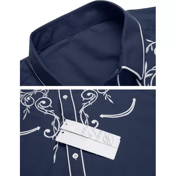 COOFANDY Men's Western Cowboy Shirts Long Sleeve Embroidered Shirt Slim Fit Casual Button Down Shirts