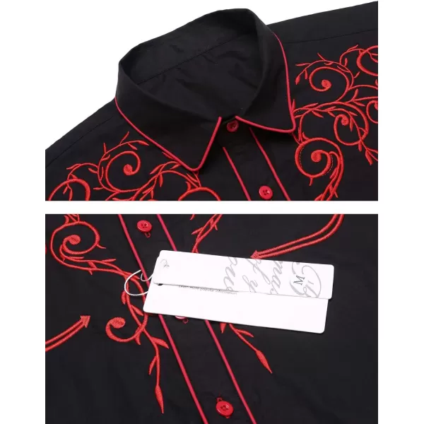 COOFANDY Men's Western Cowboy Shirts Long Sleeve Embroidered Shirt Slim Fit Casual Button Down Shirts