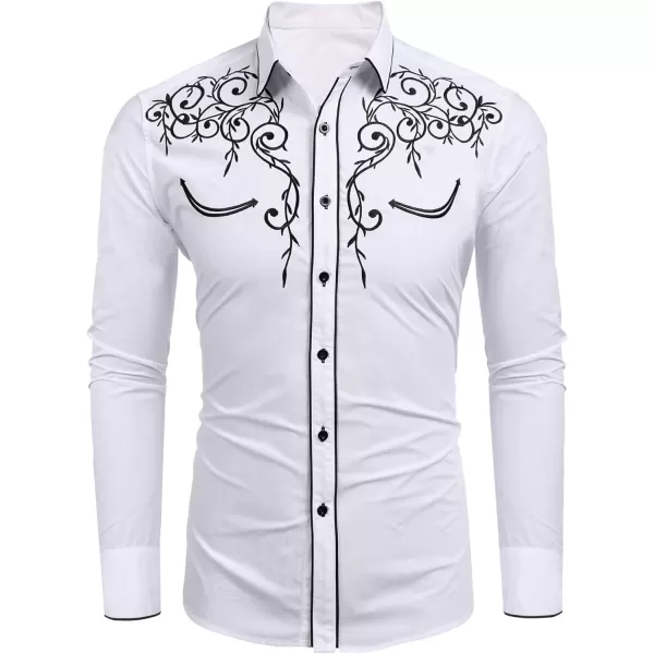 COOFANDY Men's Western Cowboy Shirts Long Sleeve Embroidered Shirt Slim Fit Casual Button Down Shirts