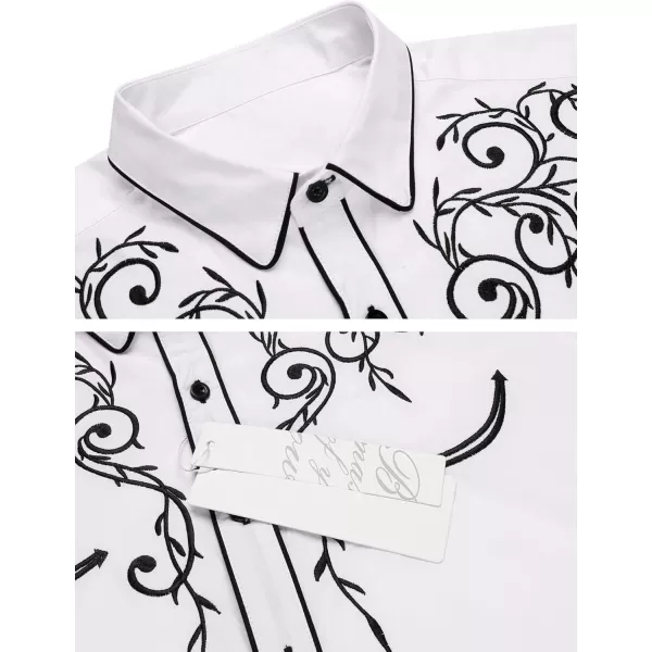COOFANDY Men's Western Cowboy Shirts Long Sleeve Embroidered Shirt Slim Fit Casual Button Down Shirts