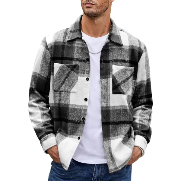 COOFANDY Men's Flannel Shirts Casual Button Down Plaid Shirt Jacket Long Sleeve Fleece Shacket with Pockets