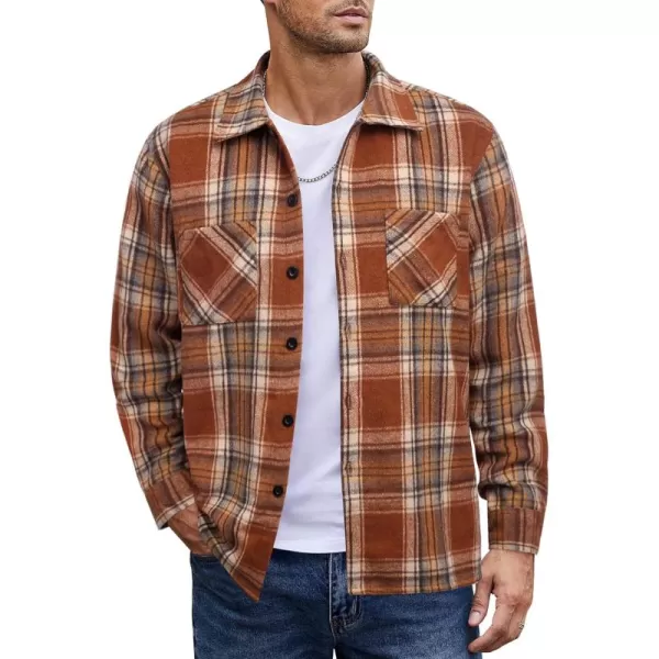 COOFANDY Men's Flannel Shirts Casual Button Down Plaid Shirt Jacket Long Sleeve Fleece Shacket with Pockets