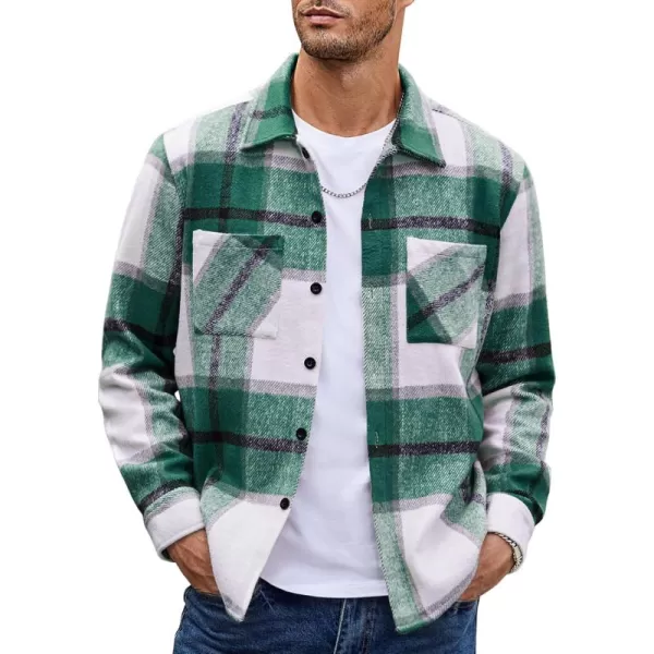 COOFANDY Men's Flannel Shirts Casual Button Down Plaid Shirt Jacket Long Sleeve Fleece Shacket with Pockets