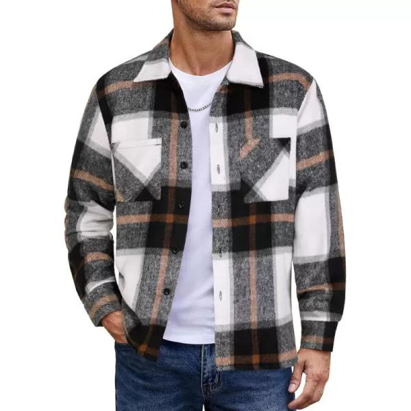 COOFANDY Men's Flannel Shirts Casual Button Down Plaid Shirt Jacket Long Sleeve Fleece Shacket with Pockets