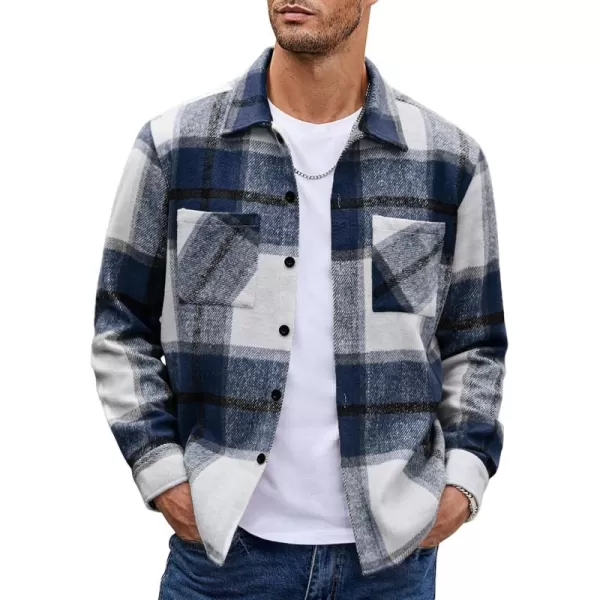 COOFANDY Men's Flannel Shirts Casual Button Down Plaid Shirt Jacket Long Sleeve Fleece Shacket with Pockets