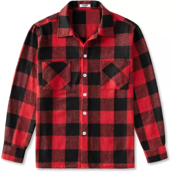 COOFANDY Men's Flannel Shirts Casual Button Down Plaid Shirt Jacket Long Sleeve Fleece Shacket with Pockets