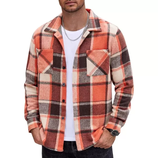 COOFANDY Men's Flannel Shirts Casual Button Down Plaid Shirt Jacket Long Sleeve Fleece Shacket with Pockets