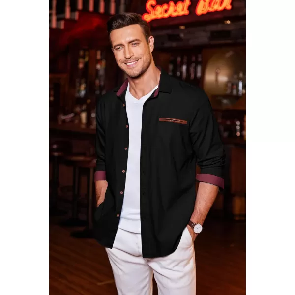 COOFANDY Men's Casual Dress Shirt Button Down Shirts Long-Sleeve Plaid Collar Denim Work Shirt