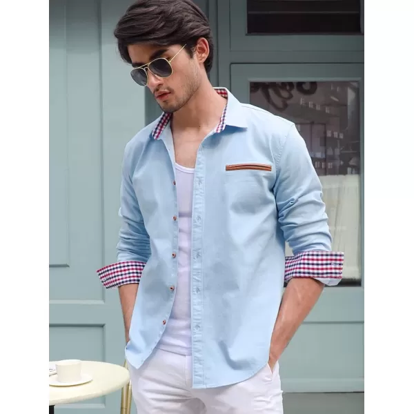 COOFANDY Men's Casual Dress Shirt Button Down Shirts Long-Sleeve Plaid Collar Denim Work Shirt