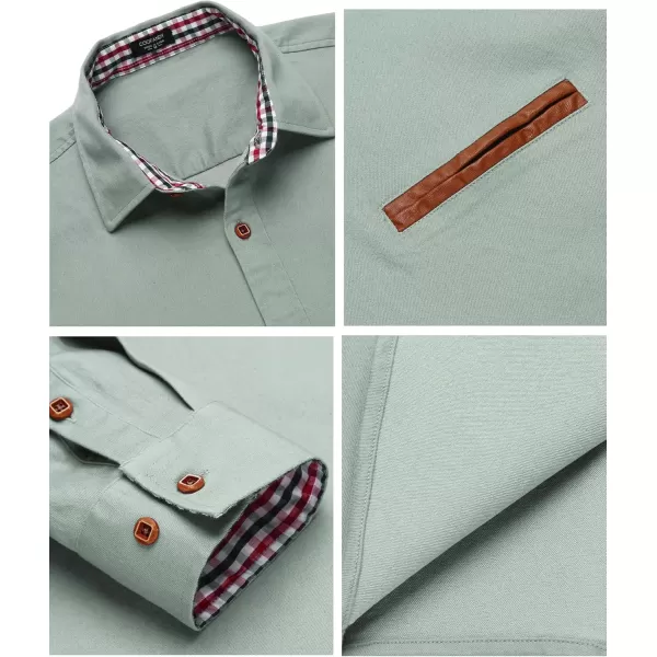 COOFANDY Men's Casual Dress Shirt Button Down Shirts Long-Sleeve Plaid Collar Denim Work Shirt