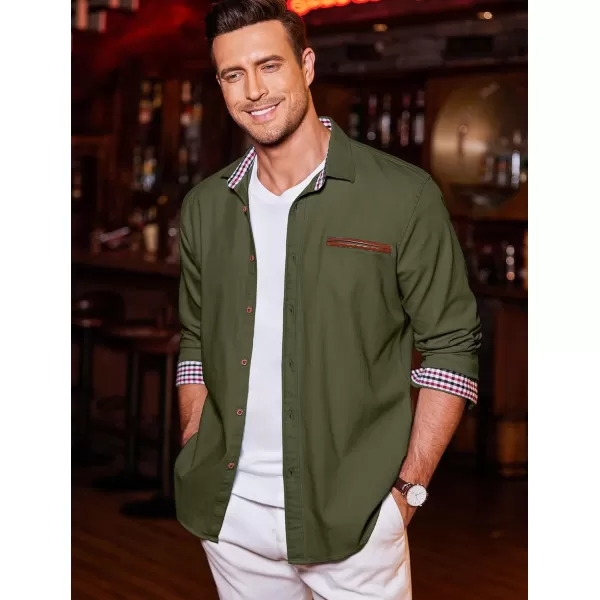COOFANDY Men's Casual Dress Shirt Button Down Shirts Long-Sleeve Plaid Collar Denim Work Shirt