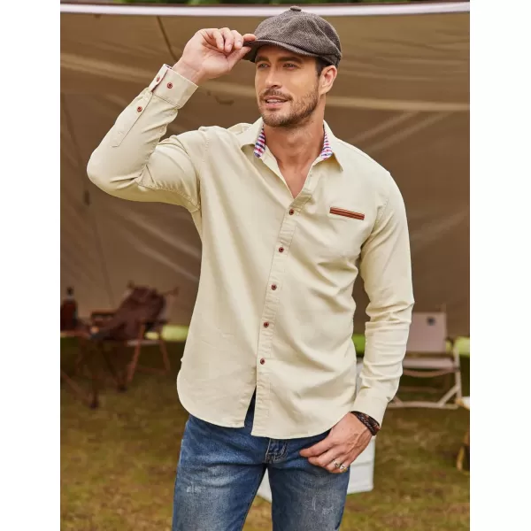 COOFANDY Men's Casual Dress Shirt Button Down Shirts Long-Sleeve Plaid Collar Denim Work Shirt