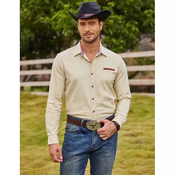 COOFANDY Men's Casual Dress Shirt Button Down Shirts Long-Sleeve Plaid Collar Denim Work Shirt