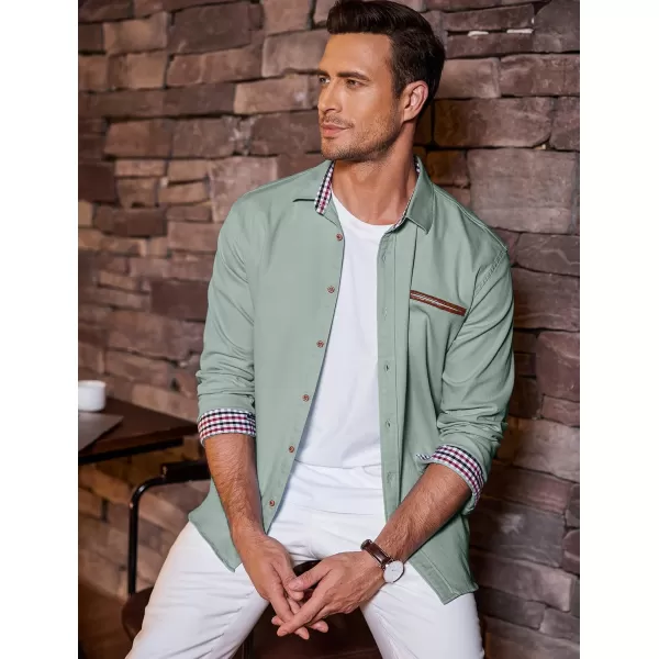 COOFANDY Men's Casual Dress Shirt Button Down Shirts Long-Sleeve Plaid Collar Denim Work Shirt