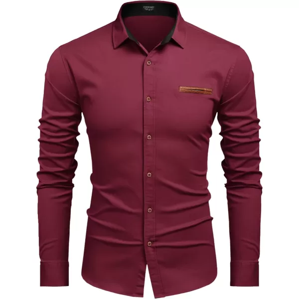 COOFANDY Men's Casual Dress Shirt Button Down Shirts Long-Sleeve Plaid Collar Denim Work Shirt