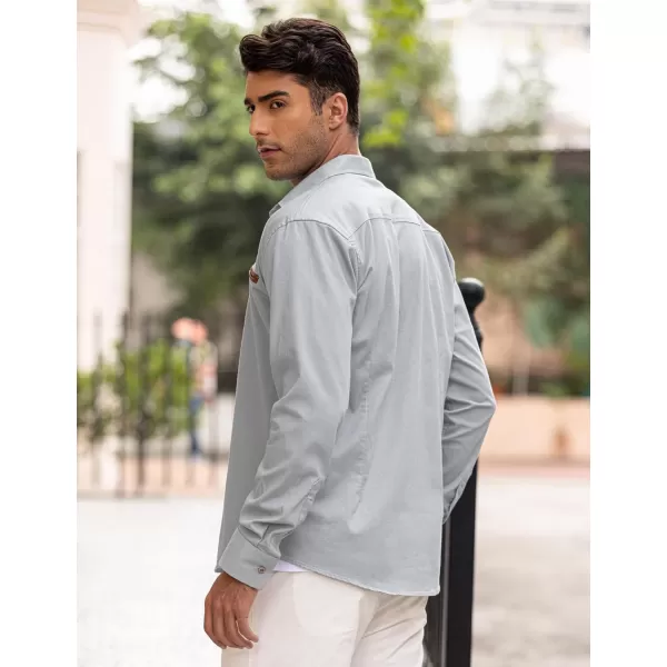 COOFANDY Men's Casual Dress Shirt Button Down Shirts Long-Sleeve Plaid Collar Denim Work Shirt