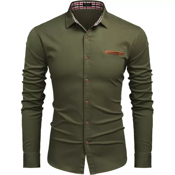 COOFANDY Men's Casual Dress Shirt Button Down Shirts Long-Sleeve Plaid Collar Denim Work Shirt