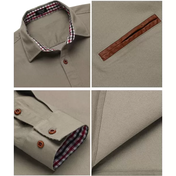 COOFANDY Men's Casual Dress Shirt Button Down Shirts Long-Sleeve Plaid Collar Denim Work Shirt