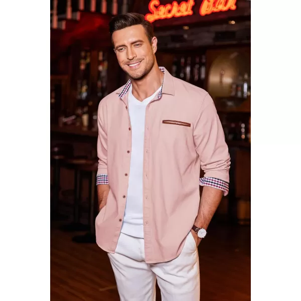 COOFANDY Men's Casual Dress Shirt Button Down Shirts Long-Sleeve Plaid Collar Denim Work Shirt