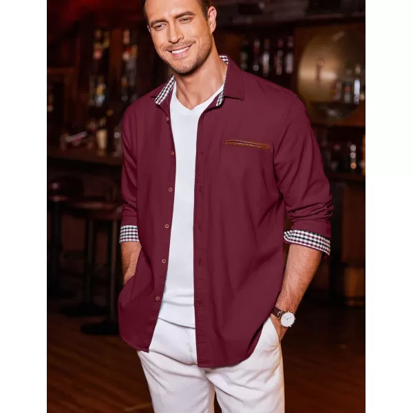 COOFANDY Men's Casual Dress Shirt Button Down Shirts Long-Sleeve Plaid Collar Denim Work Shirt