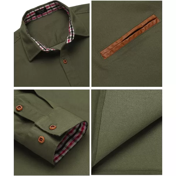 COOFANDY Men's Casual Dress Shirt Button Down Shirts Long-Sleeve Plaid Collar Denim Work Shirt