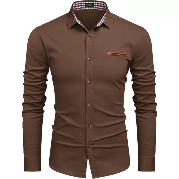 COOFANDY Men's Casual Dress Shirt Button Down Shirts Long-Sleeve Plaid Collar Denim Work Shirt