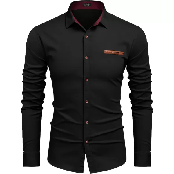 COOFANDY Men's Casual Dress Shirt Button Down Shirts Long-Sleeve Plaid Collar Denim Work Shirt