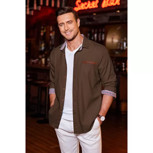 COOFANDY Men's Casual Dress Shirt Button Down Shirts Long-Sleeve Plaid Collar Denim Work Shirt