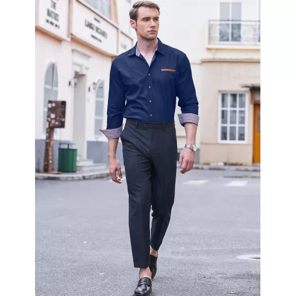 COOFANDY Men's Casual Dress Shirt Button Down Shirts Long-Sleeve Plaid Collar Denim Work Shirt