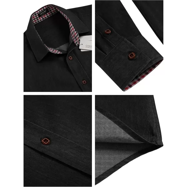 COOFANDY Men's Casual Dress Shirt Button Down Shirts Long-Sleeve Plaid Collar Denim Work Shirt