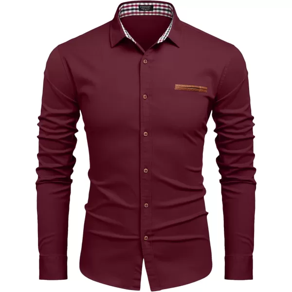 COOFANDY Men's Casual Dress Shirt Button Down Shirts Long-Sleeve Plaid Collar Denim Work Shirt
